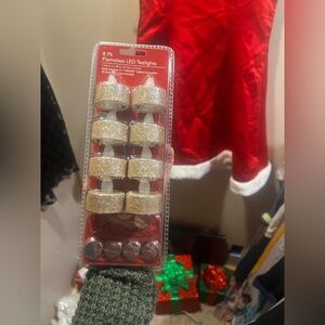 ❤️ 8 Pack Flameless LED Gold Sparkle Holiday Tea light Set NWT